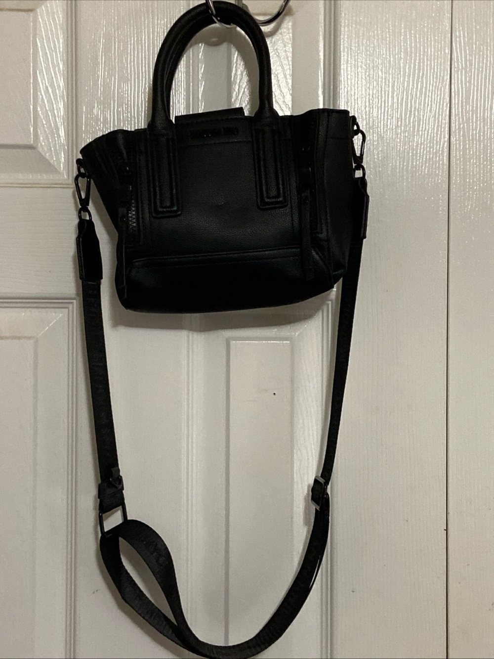 Structured Black Leather Crossbody Satchel for Women